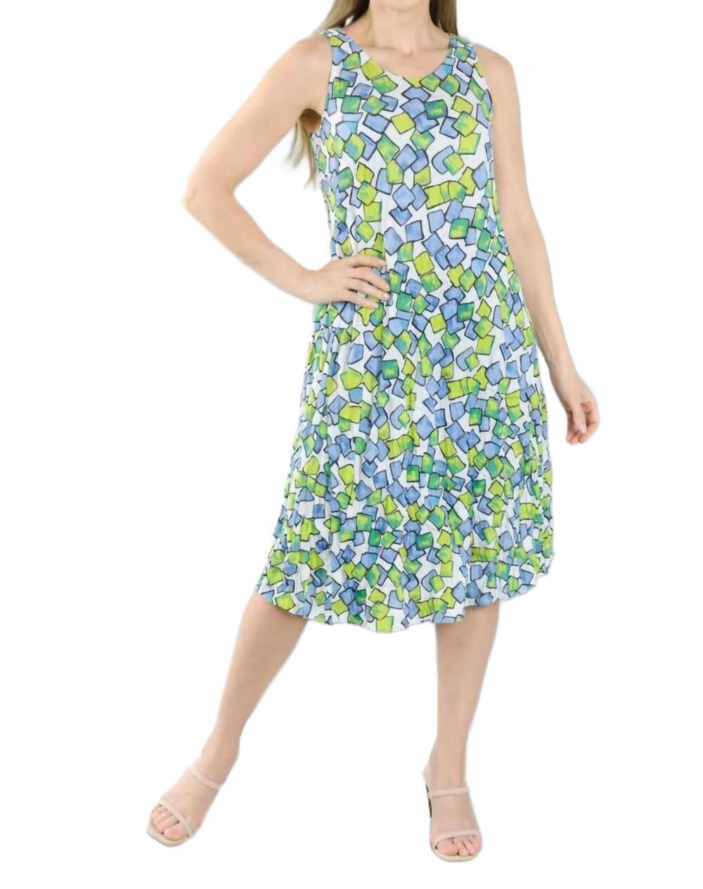 NEW DRESS ADDICT jamy dress in blue/green on white